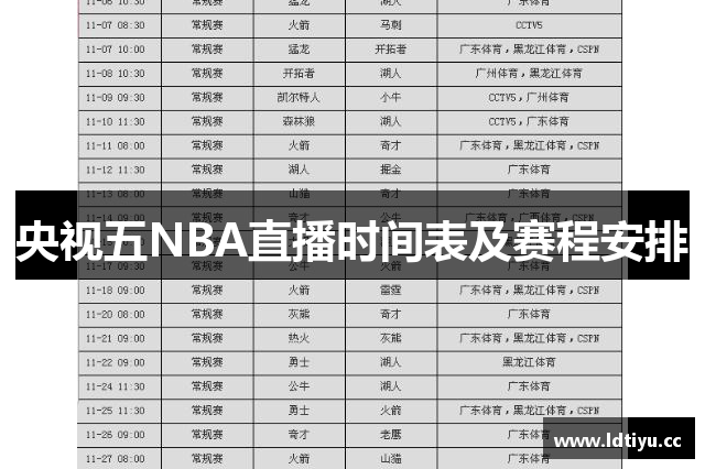 央视五NBA直播时间表及赛程安排